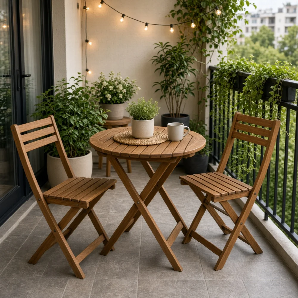 Katlanır Ahşap Balkon Sandalyesi