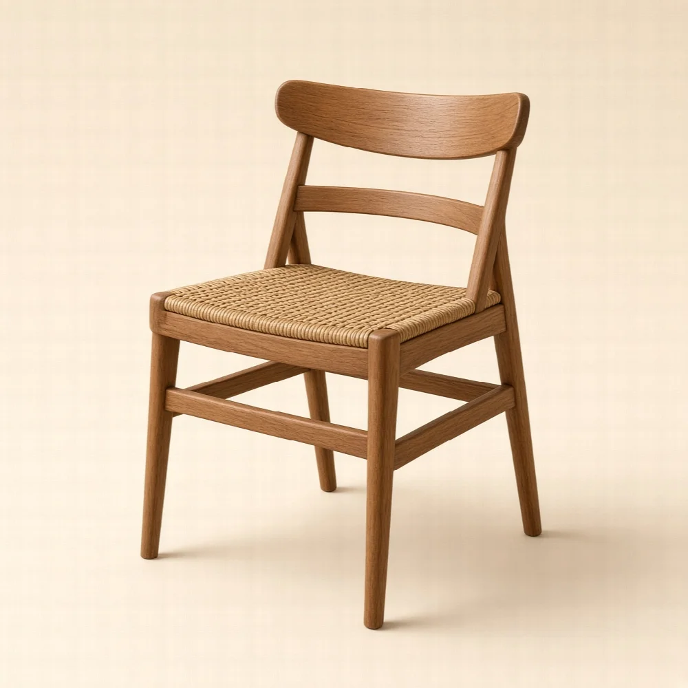 Rattan Oturaklı Ahşap Sandalye